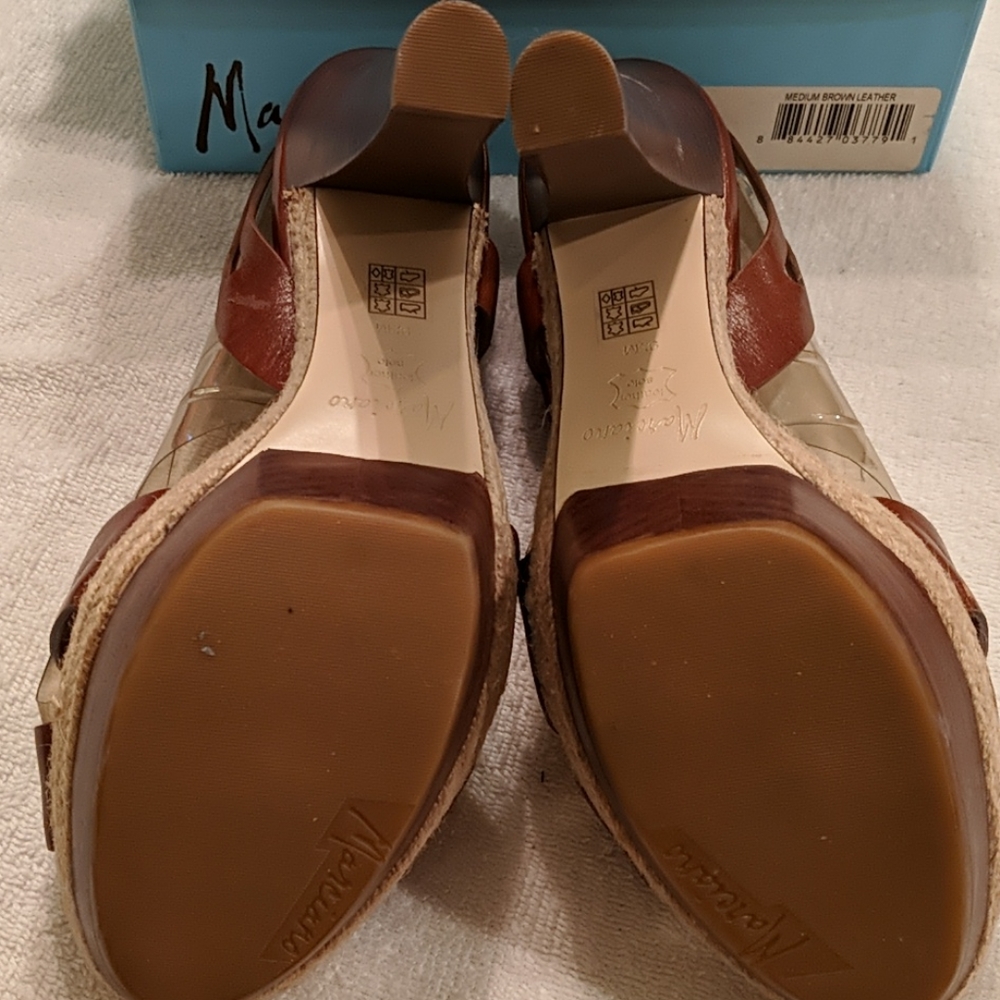 MARCIANO brown leather slingback heels - Picture 5 of 10